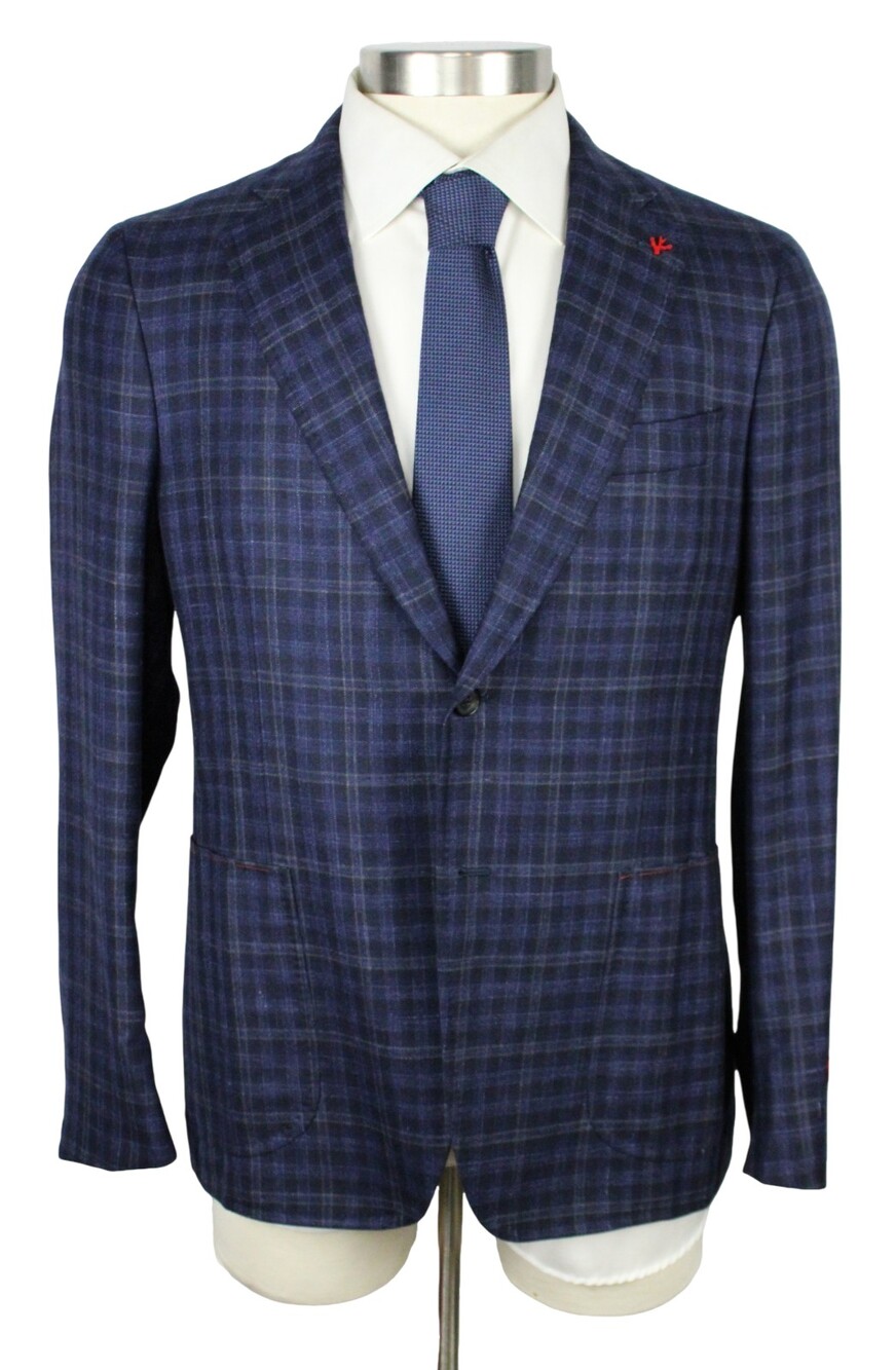 $5500 Isaia Capri Sport Coat 40 R (50 EU) Mens Slim Fit Navy Wool Cashmere Silk